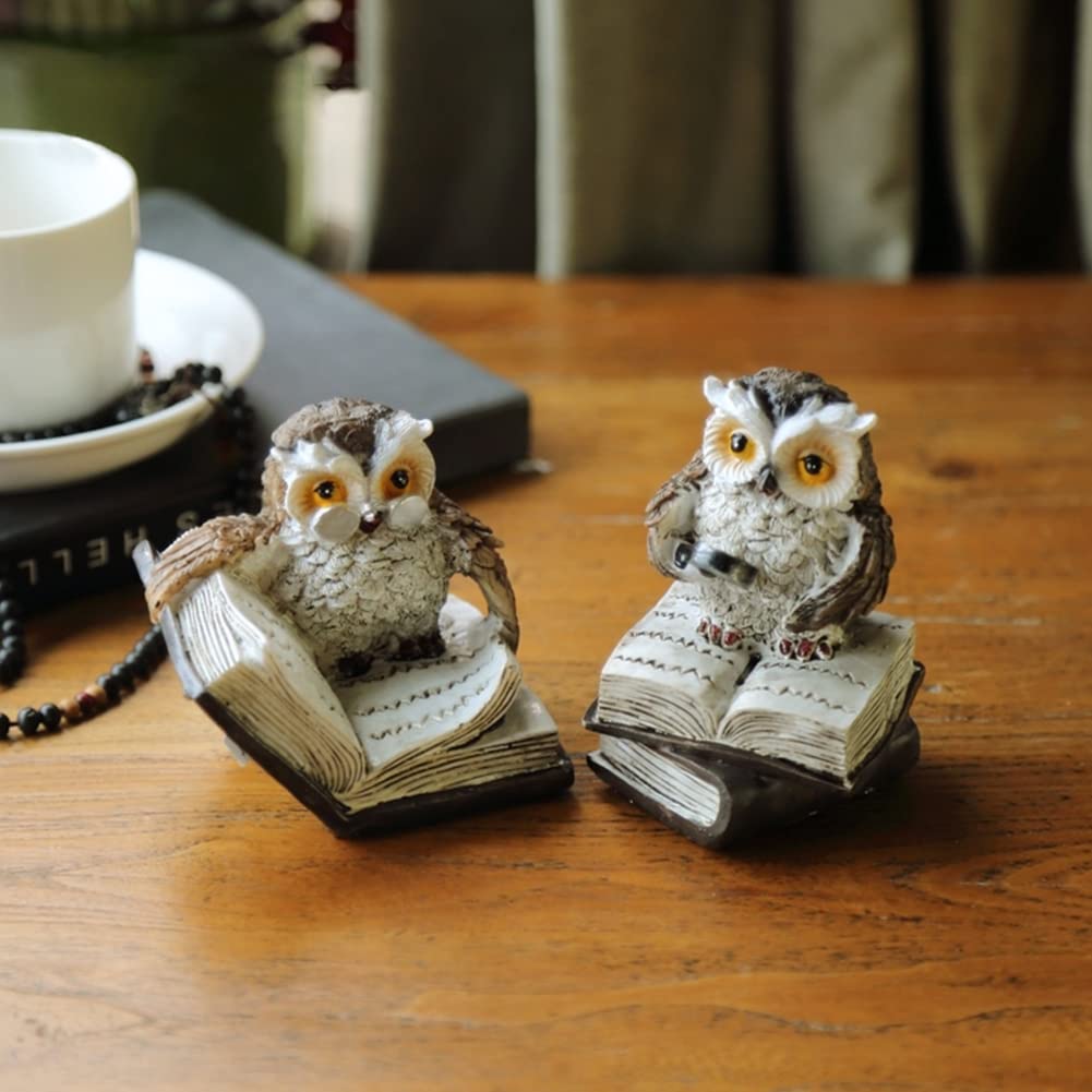 Фигурка совы HIGHAWK, Животное-талисман, Милое мини-украшение для входа, Декор из смолы, Набор из 2 шт., Маленькие совы