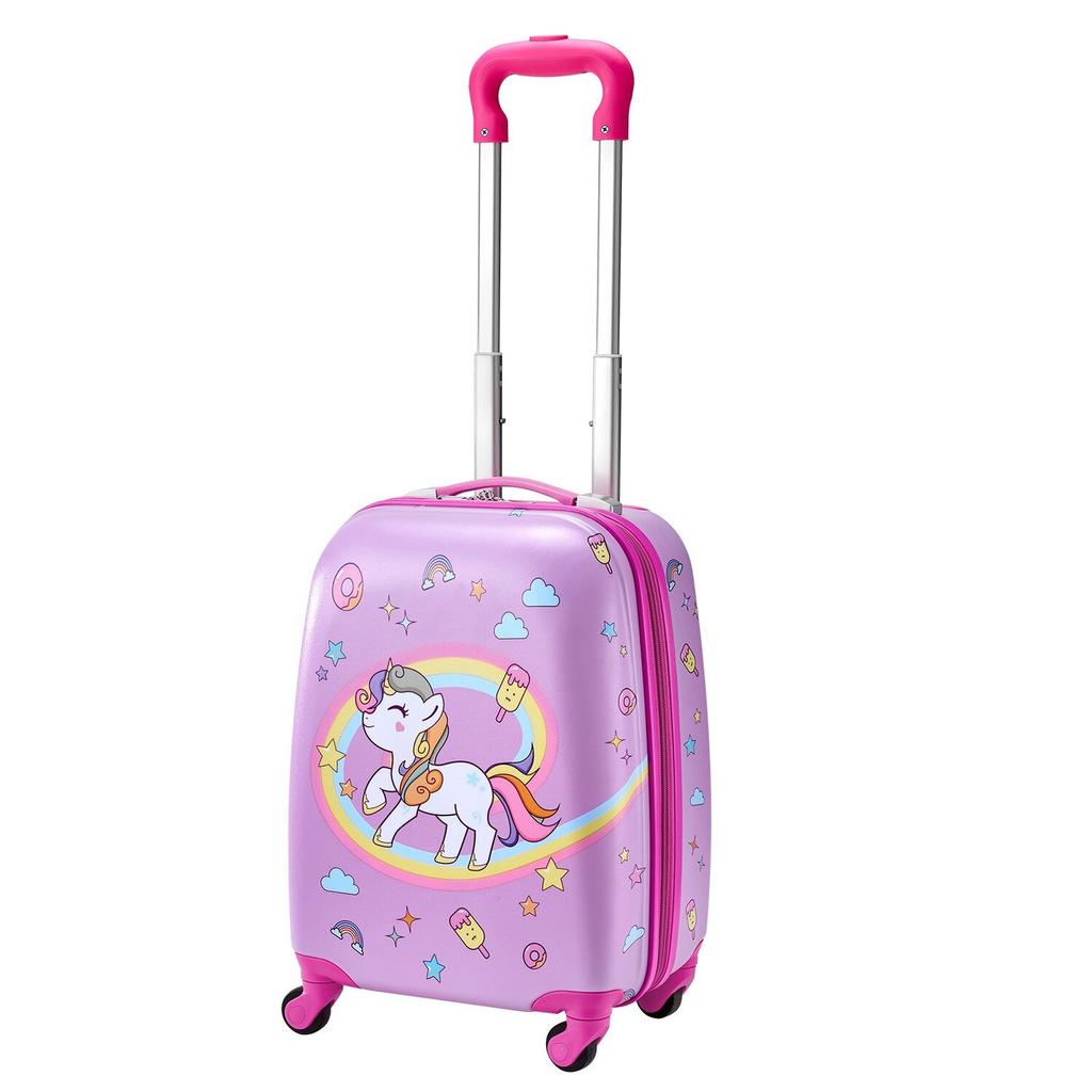 Kids Luggage Set, 5 Piece, 45.7 cm Hardside Rolling Wheels Suitcase with Backpack & U-shape Pillow, Unicorn Kids Carry on Luggage Set, Holiday