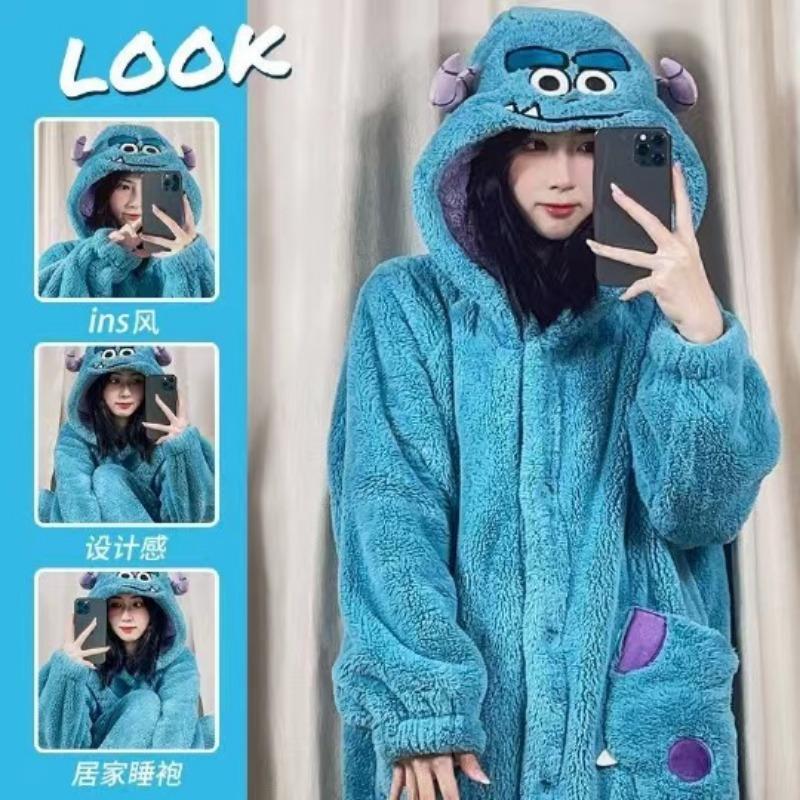 Men's and Women's Fall and Winter Sports and Leisure Warm TV Blanket Premium Women's Plush Soft Robe Fluffy Warm Fluffy Bathrobe Robe Long Robe