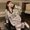 Print Women's Pajamas New Spring Fashion Female Home Lounges Classy Long Sleeve Pant Homewear