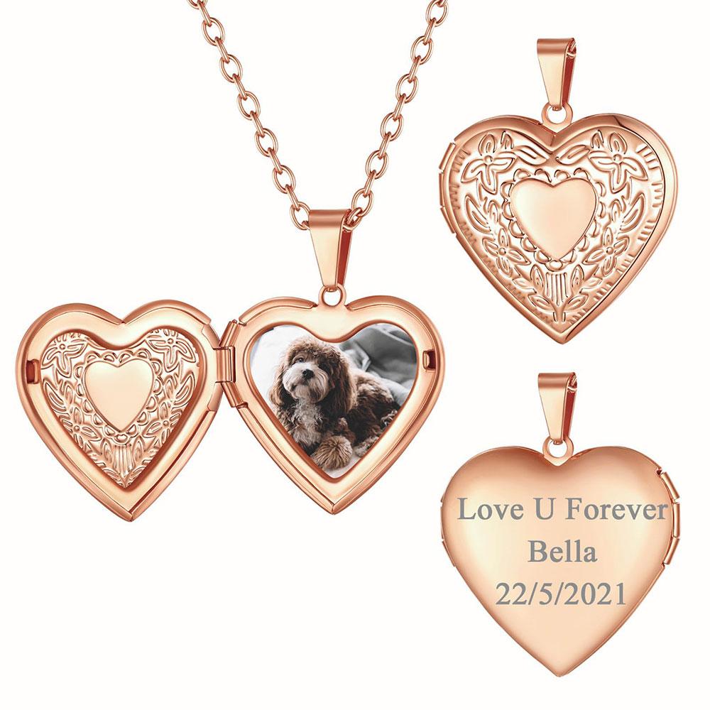 Персонализированное фото-ожерелье из нержавеющей стали с индивидуальной гравировкой "Люблю тебя", цветной фото-кулон, подарок для пары 2025