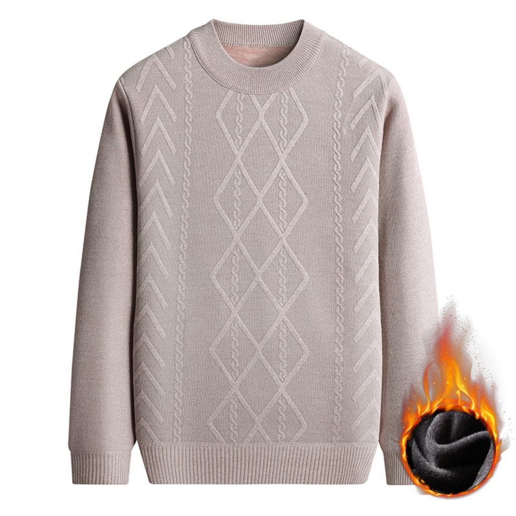 Men's Casual Round-neck, Fleece And Thickened Warm Knitted Sweater, Men's Pullover Sweater