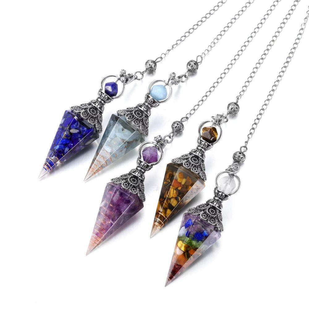 Dowsing Natural Chips Pendulums Yoga Pendant Witchcraft Pendulo Crystal Pendulum Jewelry Gift