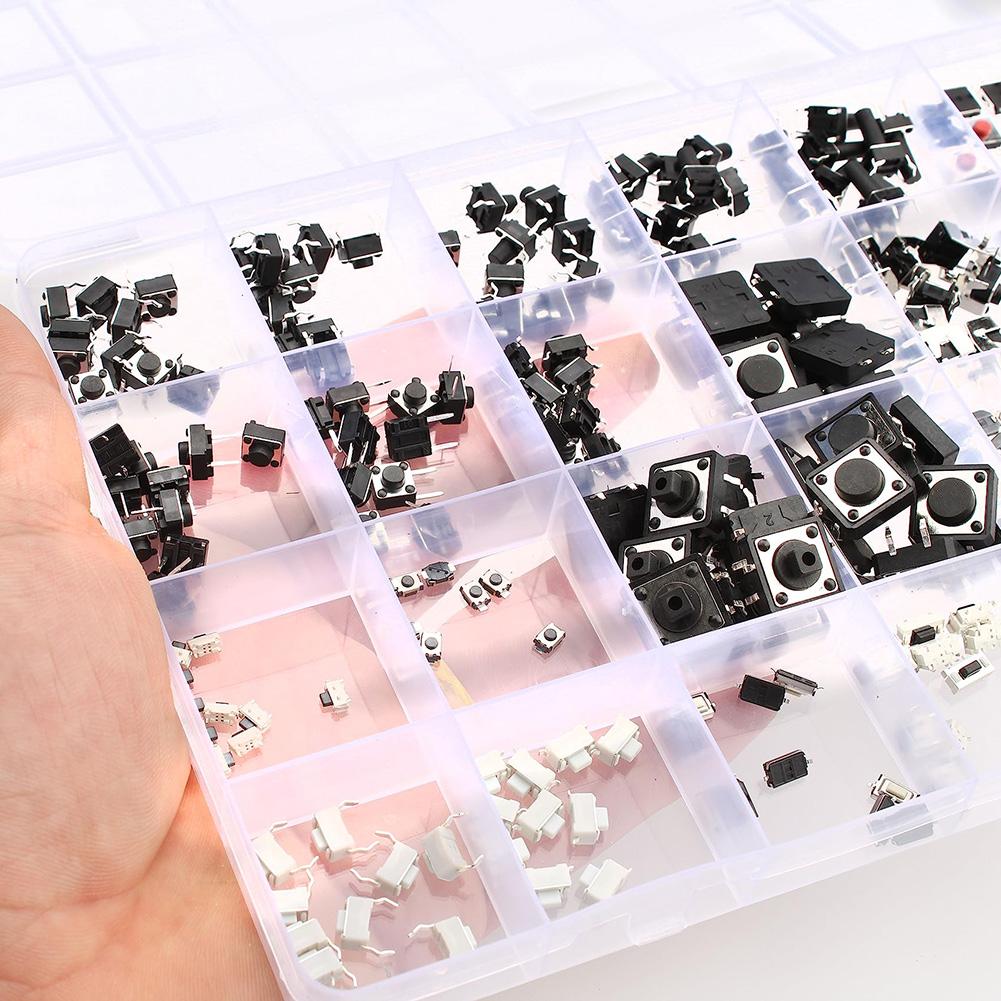 For Mini Switch Compatible Tactile Push Buttons 240 pcs 24 Value Types for Integration in Audio Equipment and Office Machinery