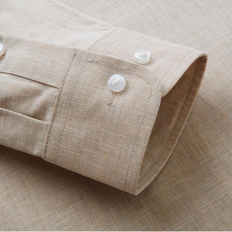 Мужская рубашка Zhuangji из смесовой льняной ткани в стиле business casual