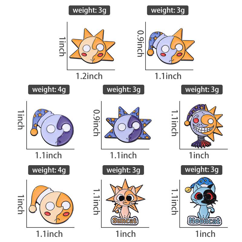 Sun And Moon Good Night Enamel Pins Custom Suncat And Mooncat Brooches Lapel Badges Funny Jewelry Gift for Kids Friends