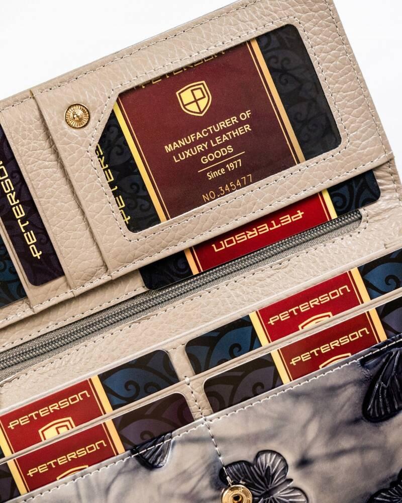 Skórzany damski portfel Peterson PTN 421028-BF SILVER