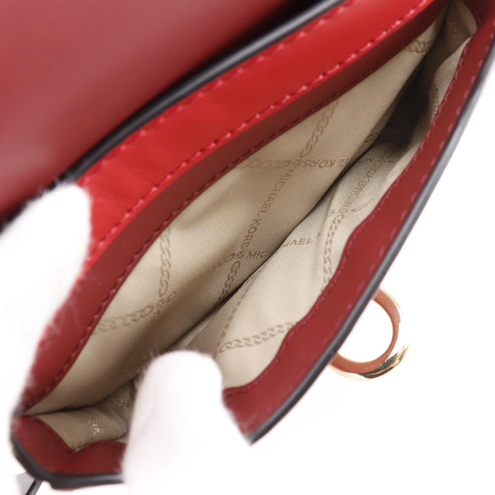 Michael Kors Manhattan Small Shoulder Bag Studs Color Block Red Leather Women Used