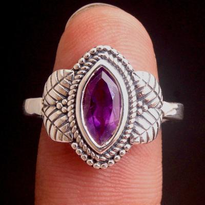 Серебряное кольцо с подвеской, Ювелирные изделия с драгоценными камнями, Серебряные украшения, Кольцо с аметистом, Ювелирные изделия ручной работы