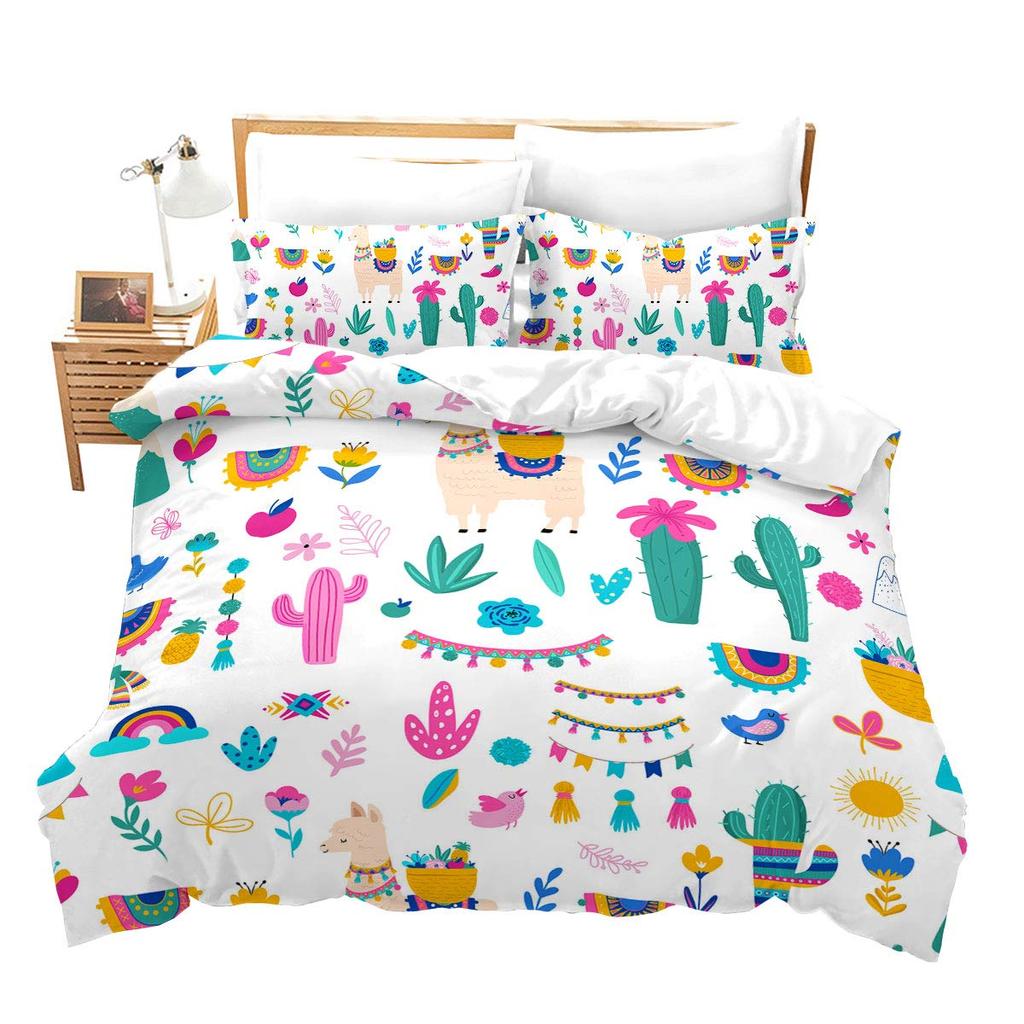 Пододеяльник Альпака Кинг-сайз, Милый комплект постельного белья Лама для девочек-подростков, женщин, пар, Декор для спальни, Чехол для одеяла с 2 наволочками
