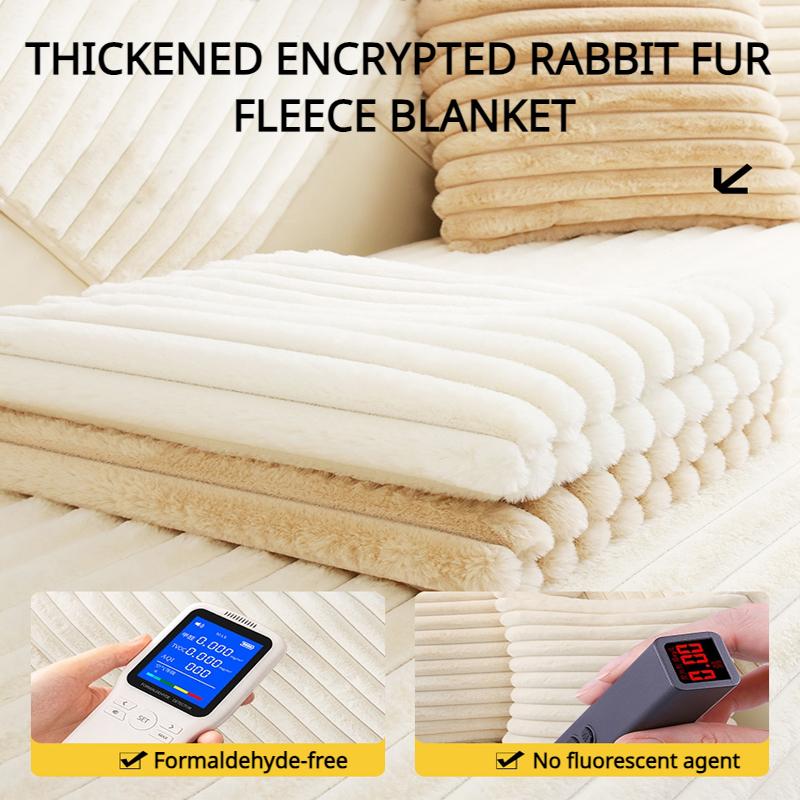 Thickened Rabbit Plush Sofa Cover for Living Room Soft Non-slip Cushions Washable Removable Slipcover Couch Cover Home Decor