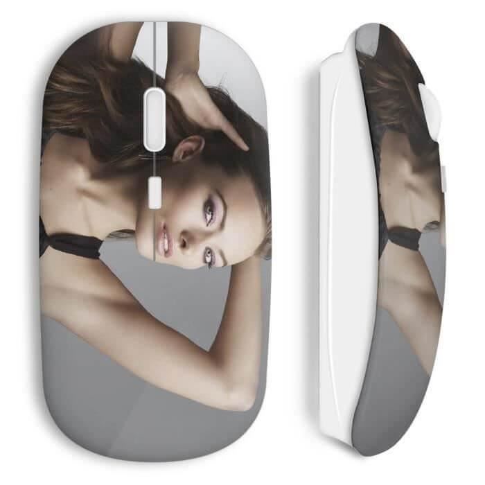 Souris Sans Fil - MANIACASE - Olivia Wilde - Blanc - USB Wifi - Compatible Mac et PC