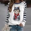 2024 Повседневные женские футболки с круглым вырезом, забавные милые кошачьи принты с животными, женские милые пуловеры с круглым вырезом, женские толстовки