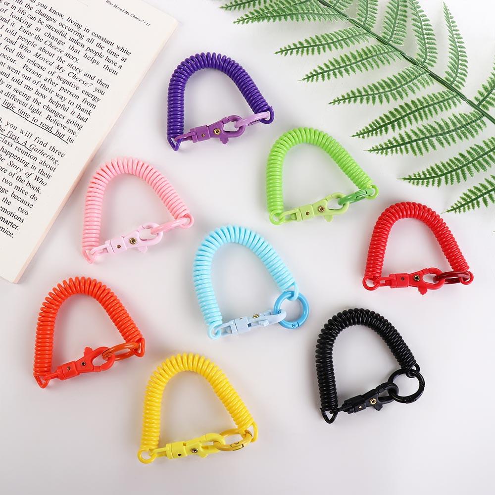Key Tags Stretchy Coil Whistle Keychain Keychain Spring Keychain Bracelet Spring Key Hooks Keyring
