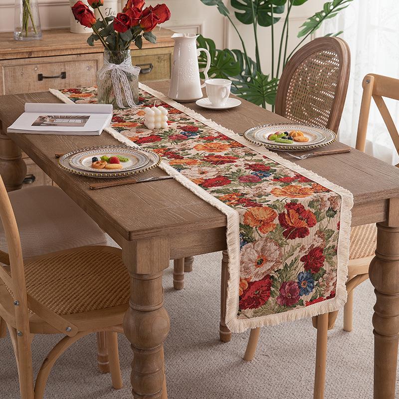 Американская ретро скатерть с кисточками: Полиэстер Жаккард для кофейных столиков и ТВ-тумб
