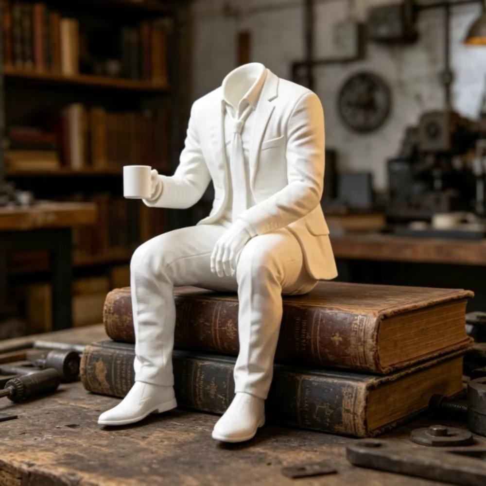 3D Printed Magician Statue Minimalist Desktop Ornaments Tuxedo Man Sculpture Bookshelf Decor