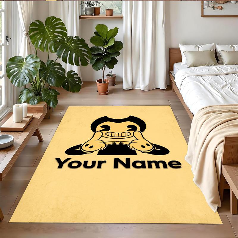 Crystal Velvet Rug Custom Name Text, Soft Non Slip Floor Mat Home DecorBendy and the Ink Machine