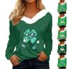 Женская футболка St. Рубашка с принтом Патрика, длинный рукав, праздничная атмосфера, флисовый воротник, топ с V-образным вырезом