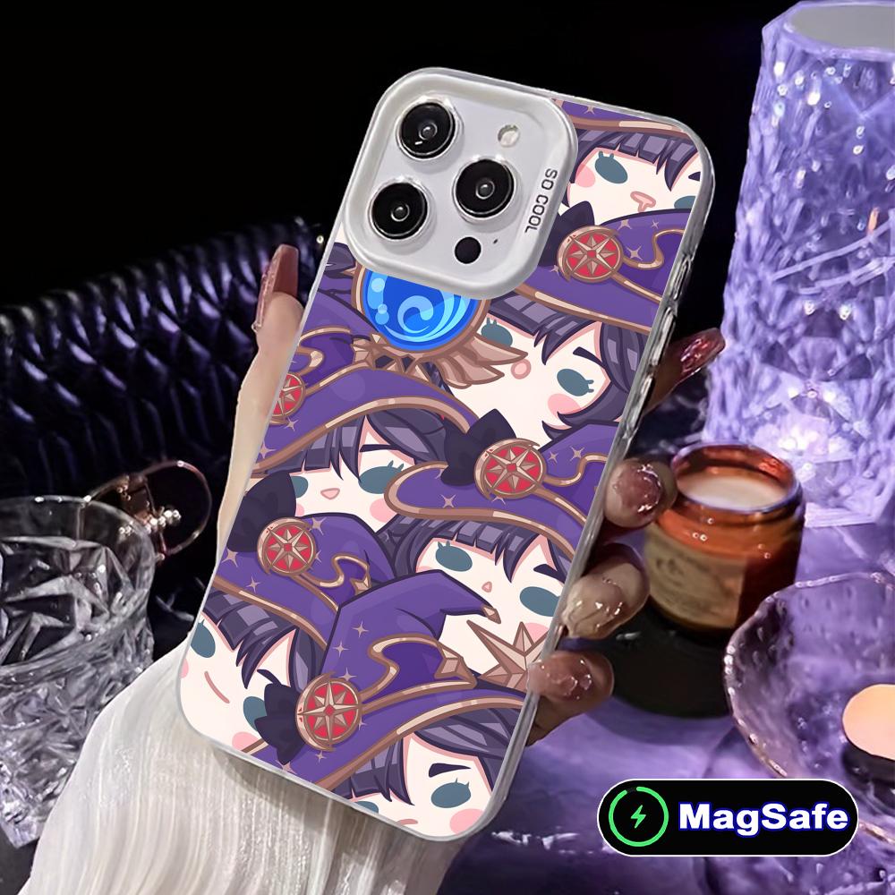 Game GI Mona White Translucent MagSafe Mobile Phone Case for iPhone 17 16 15 14 13 12 11 X XR XS 8 7 Air Pro Max Plus Cover