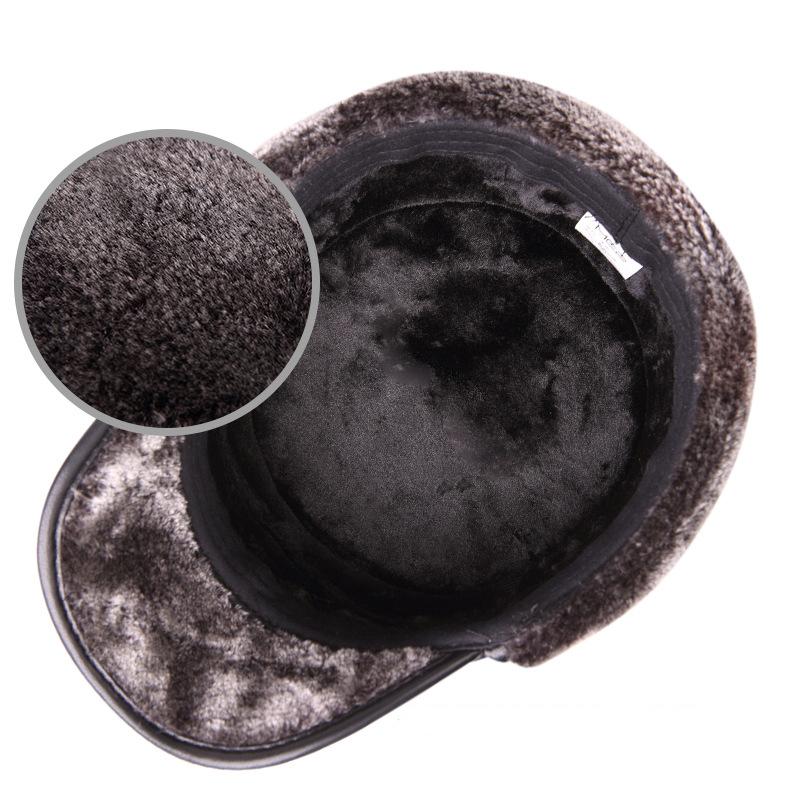 Мужская зимняя утолщенная зимняя утепленная хлопковая шапка с защитой ушей для людей среднего и пожилого возраста, хлопковая шапка для стариков, кожаная шапка из овечьей кожи, шапка из овечьей кожи