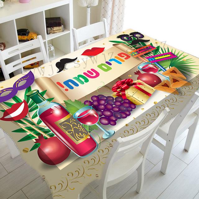 Еврейская скатерть Пятидесятницы, декор для вечеринки, прямоугольная гуава, коллекция с принтом финиковой пальмы, праздничная, устойчивая к пятнам скатерть