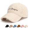 Thickened Lamb Wool Baseball Cap - Korean Version, Embroidered Duckbill, Small Face, Teddy Fleece, Warm Winter Hat for Women