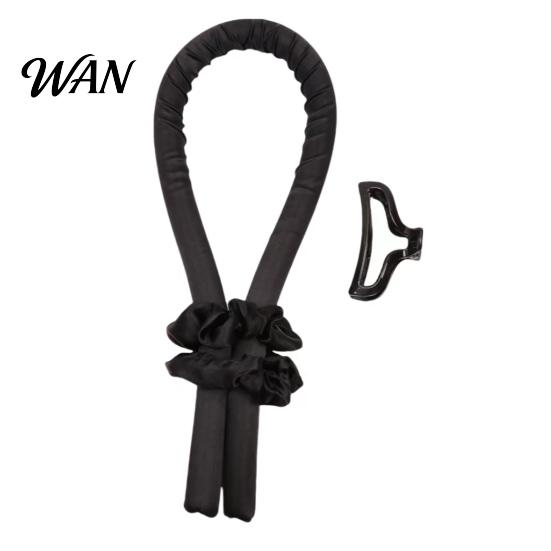 Curling Rod with Scrunchie No Heat Hair Headband 2 Scrunchies Claw Clip Overnight Sleeping Women Curler Silk Ribbon Long Curls Roller Styling
