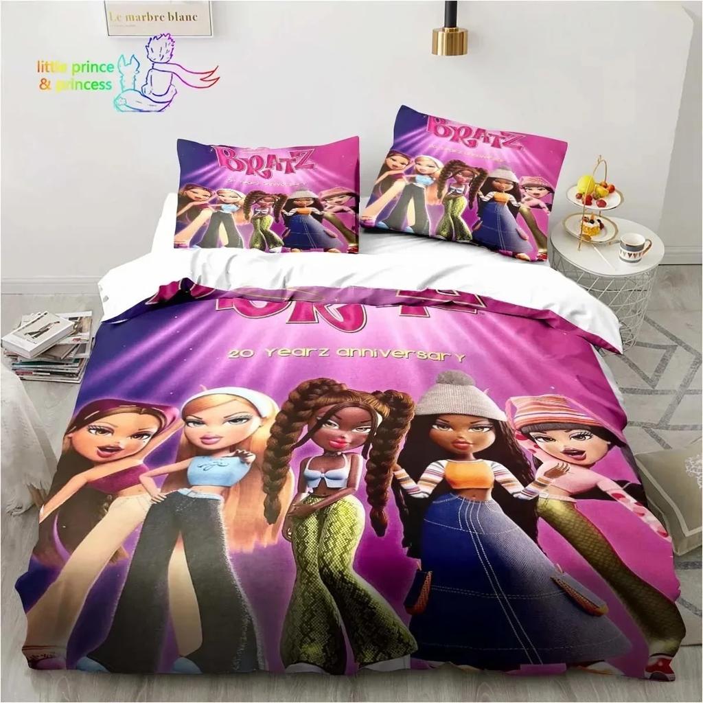 Мультяшная кукла Братц 3D принт Постельное белье Односпальный Полуторный Двуспальный Кингсайз Комплект постельного белья Взрослый Ребенок Девочки Спальня Постельное белье Подарок