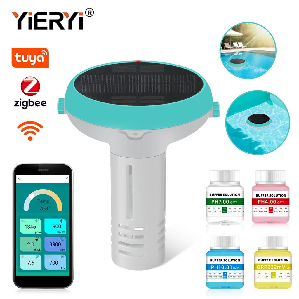 Smart Pool Monitor With Solar Charging WiFi&Zigbee App Control PH TDS EC ORP Salt Temperature Monitoring For Swimming Pool