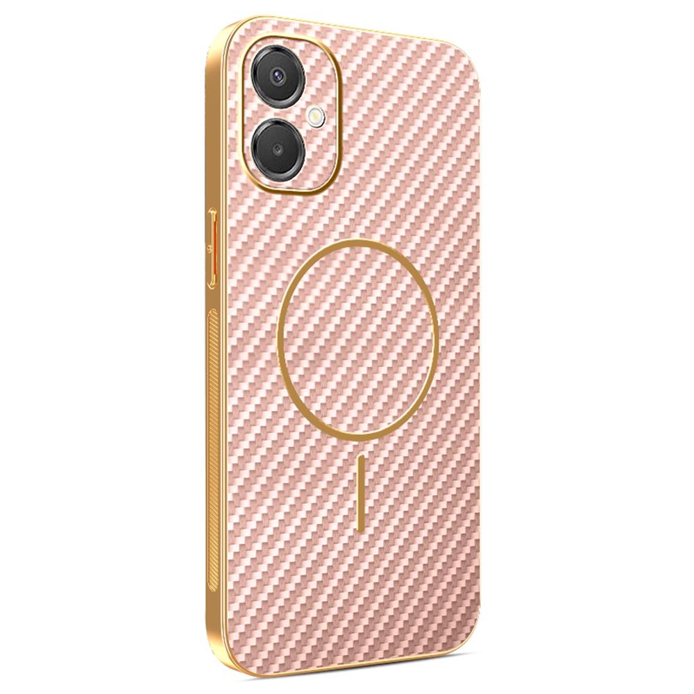 Phone Case For Samsung Galaxy A06 5G/F06 5G/M05 4G/M06 5G Carbon Fiber Textured Electroplated TPU Back Cover