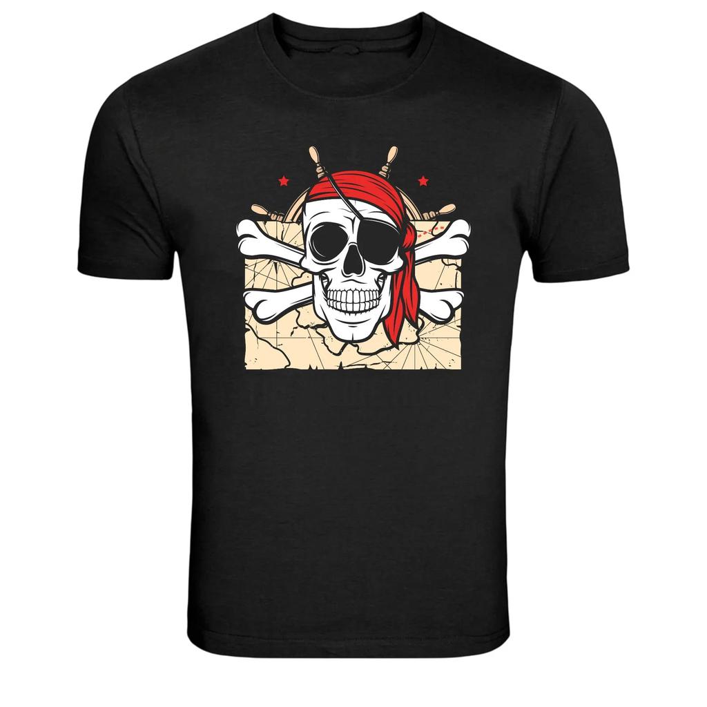 Pirate Skull Bones Map Adventure Graphic T Shirt
