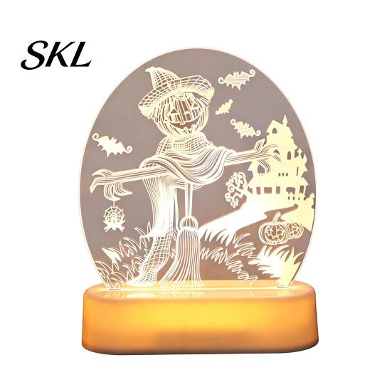 Easy Assemble Acrylic Night Lights Halloween Decoration Lights, Decorative LED Light, Skull/Pumpkin Table Creative Gifts for Lamp Home Party