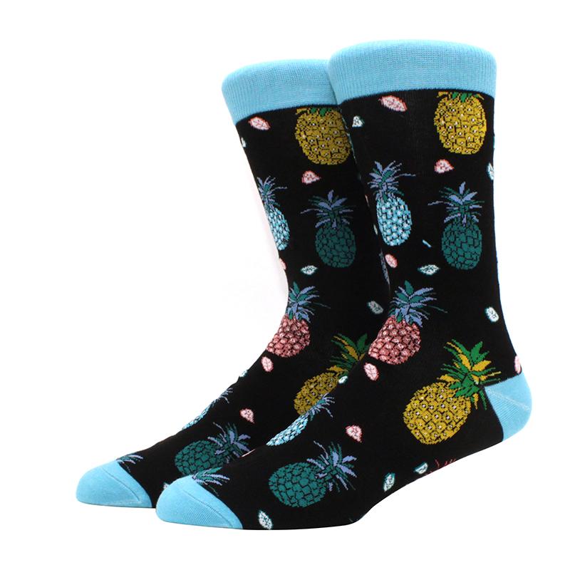 1 пара забавных мужских носков с рисунком фруктов, бананов, фламинго, лимонов, яиц, ленивцев, пиццы, счастливых носков для скейтбординга в стиле Харадзюку