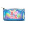 Cute Pink Checkerboard Heart Print Laser Cosmetic Makeup Bag, Iridescent Holographic Toiletry Pouch Organizer for Travel Vacation Beauty Storage