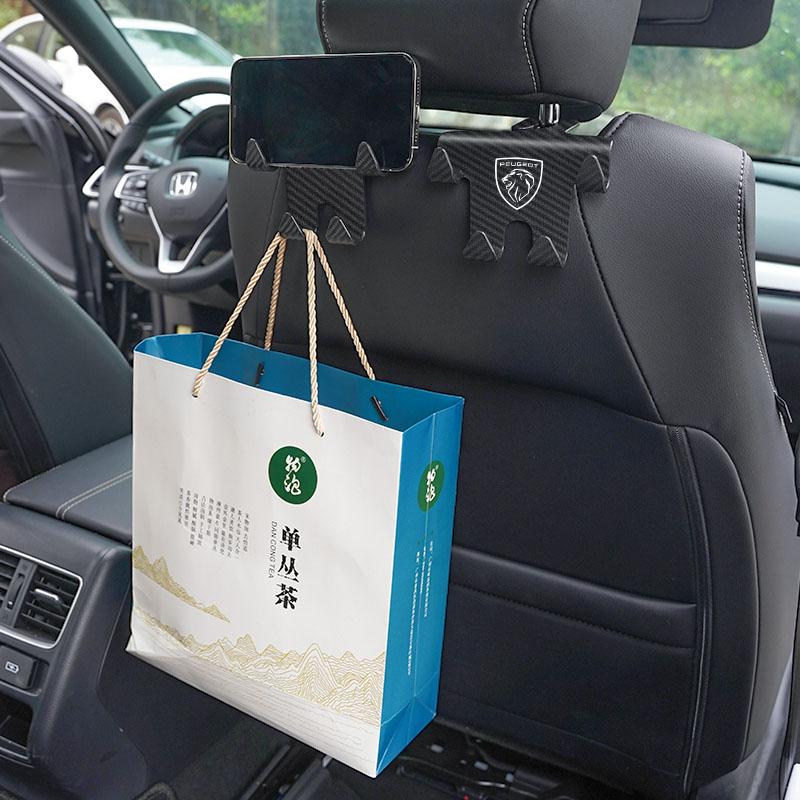 Car Seat Back Hook Phone Holder Stand Hooks Accessories For Peugeot 408 308 5008 208 2008 3008 Landtrek Rifter 508 301 Valve cap