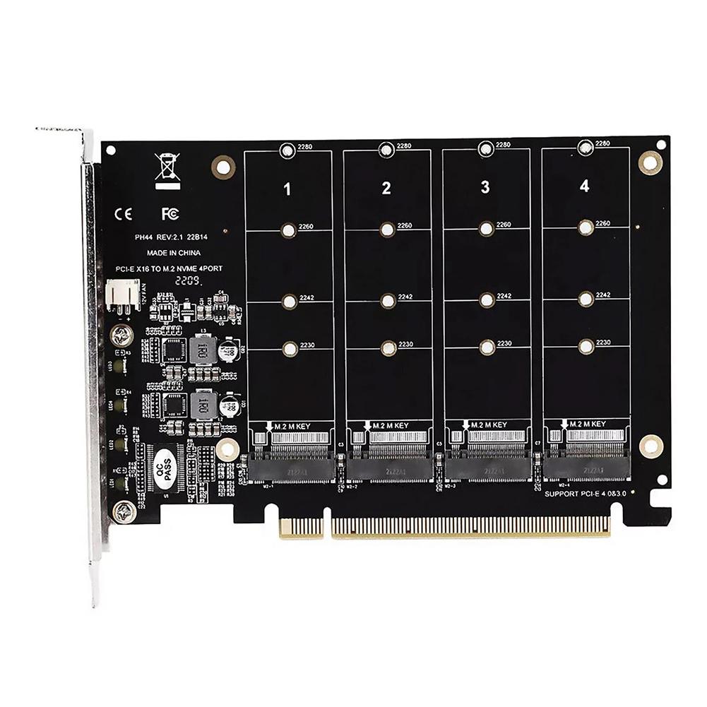 Карта расширения 4-портовая M.2 NVME SSD на разъем PCIe 3.0 4.0 X16, 4 x 32 Гбит/с, полноскоростные сигналы, Электрооборудование