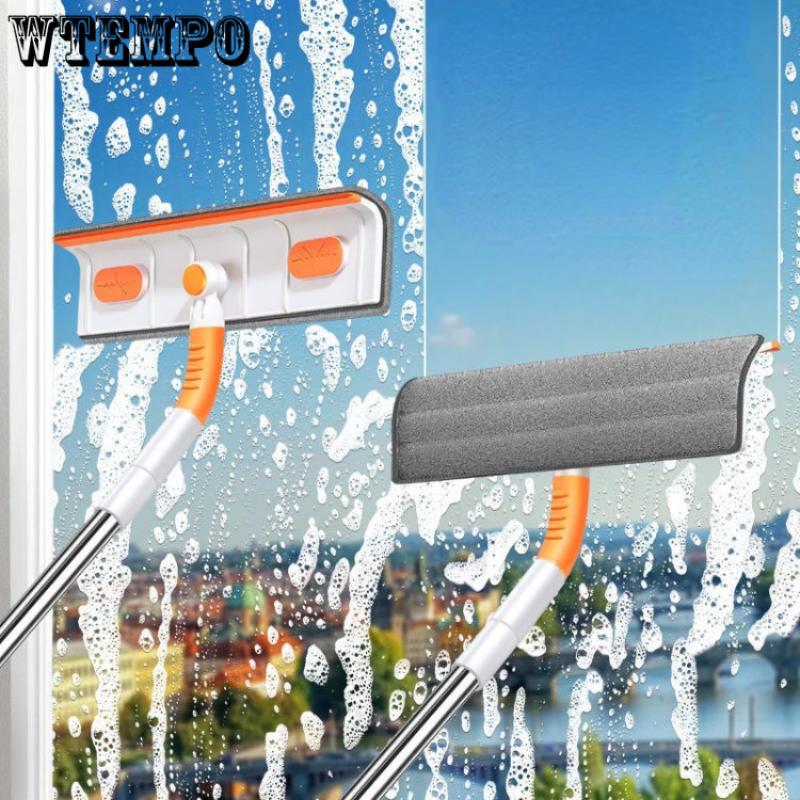 Scalable Window Clean Squeegee Mop Soft Microfiber Wiper Telescopic Glass Brush Multi-function Scraper Cleaning Dust Household Clean