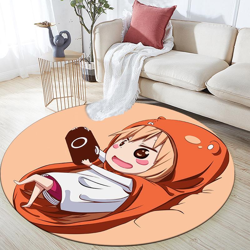 Himouto! Umaru‑chan2 Round Area Rug,Carpet Rug for Living Room Bedroom Sofa Playroom Decor,Non-slip Floor Mat