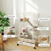 4-Level Rolling Small Animal Cage, Rabbit Cage with 3 Ramps, Water Bottle, Food Dish, 15cm Deep Tray, Beige