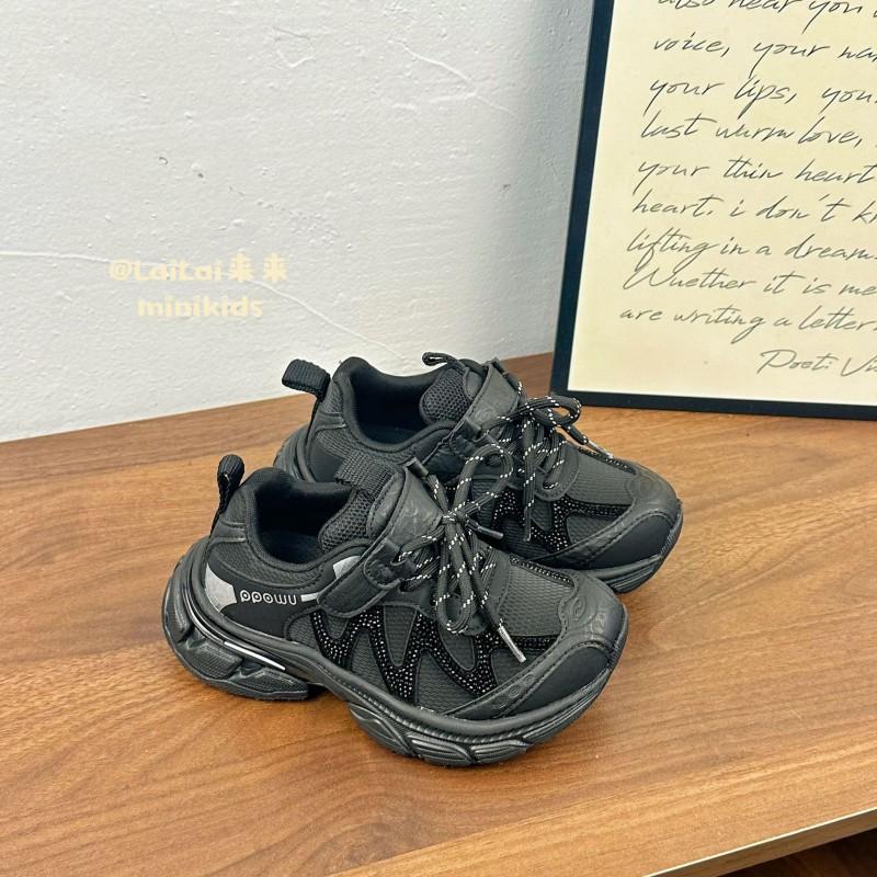 Youth style shoes Kids Chunky Sneakers Girls Boys Lightweight Breathable PU Sole Magic Tape Sport Shoes