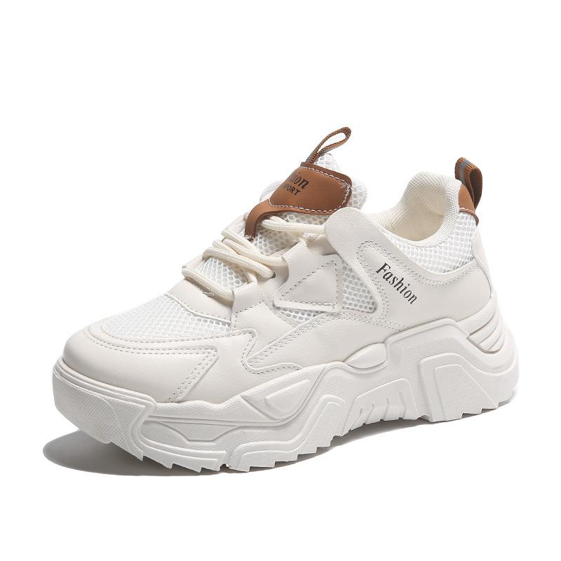 Mesh Casual Shoes Spring Style Fashionable Color Blocked Thick Soled Student Sports Shoes