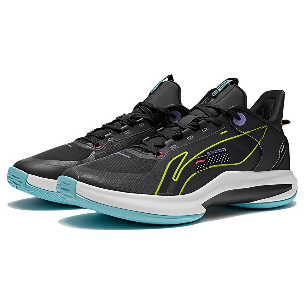 Li Ning Текстиль, Кожа Амортизация Скользкие Устойчивые к истиранию Низкие Высокопроизводительные Баскетбольные Кроссовки Мужские Черные ABPR069-8