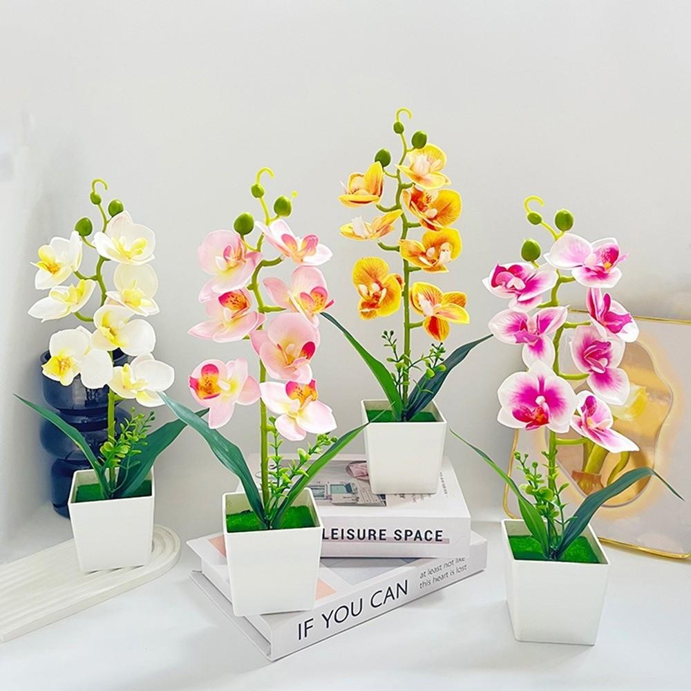 Phalaenopsis Artificial Faux Plants Multi-Bloom Bonsai Living Room Ornaments
