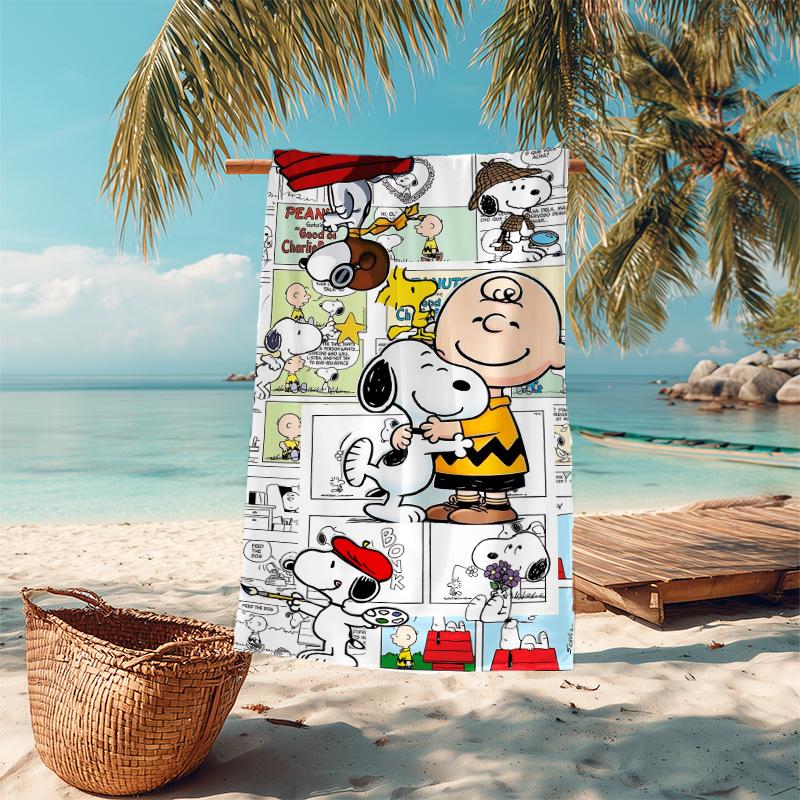 1pc Snoopy Adventures Friends Microfiber Quick Dry Beach Towel Absorbent Soft Oversized Sand Free Towel for Travel Pool Gym Swimming Yoga 20a245