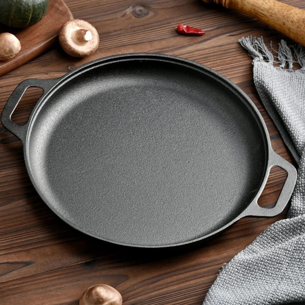 Корейская круглая сковорода-гриль Панель для барбекю Свиная грудинка Антипригарная Домашняя плита Чугун Индукционная плита Газовый гриль Поднос Жарочная тарелка