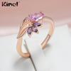 Purple Natural Zircon Flower Ring for Women Luxury Jewelry Holiday Gifts Bride Wedding Rings
