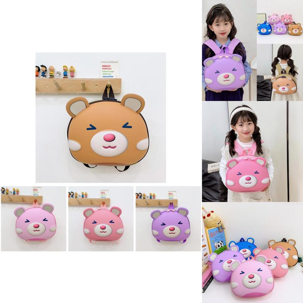 Stylish And Comfortable Kids Backpack In Lavender And Pink With Bear Design