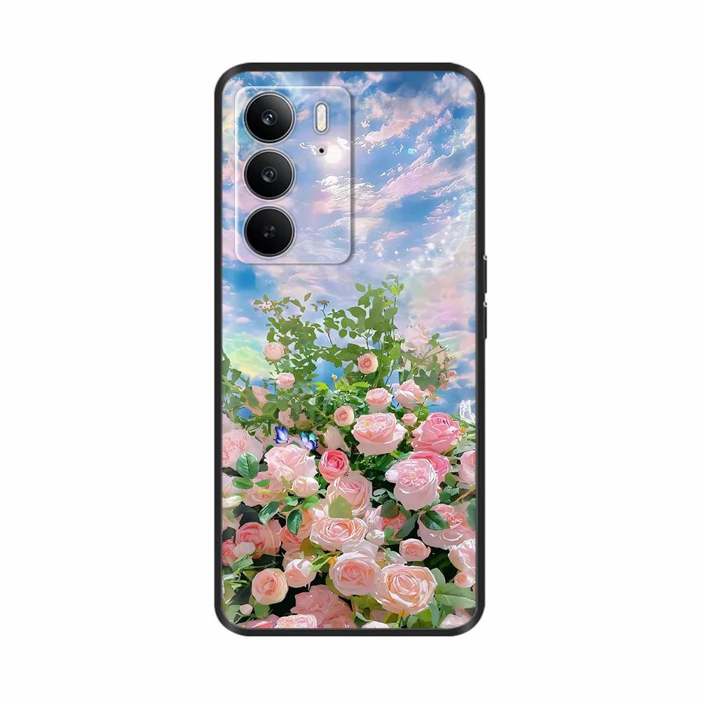 Для Realme C75 4G Чехол Милые Цветы Сердечки Расписной ТПУ Чехол Мягкий Тонкий Чехол для Телефона Для Oppo Realme C75 C 75 Fundas Coque Бампер