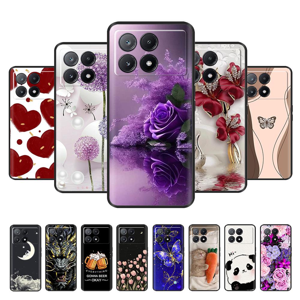 Чехол для Poco X6 Чехол для телефона Милый кот Coque Обложка для Xiaomi Poco X6 Pro Poco X 6 Pro X6Pro Pocox6 Pro 5G Жидкие силиконовые чехлы