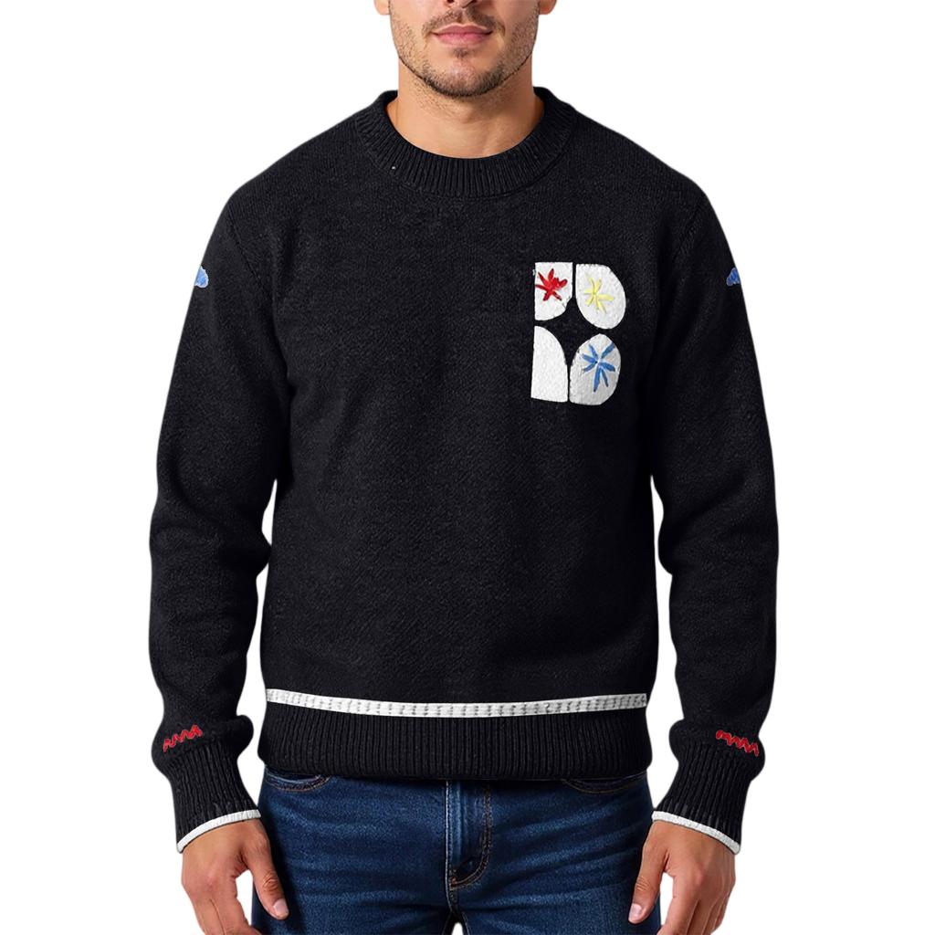 Men's Fashion Knitting Pullover Long Sleeves Loose Round Neck Sweater